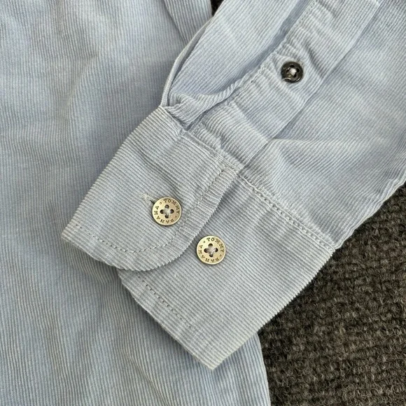 Tommy Bahama Coastline Cord Size Small Mens Blue Corduroy Embroidered Logo Shirt - Picture 3 of 11